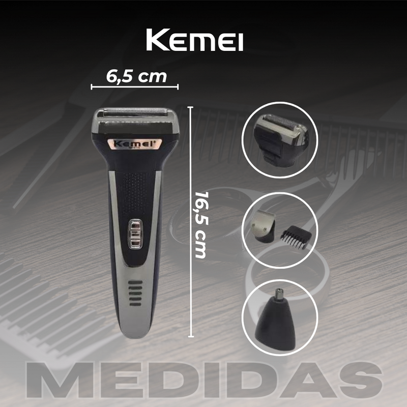 Máquina de Cortar Cabelo Kit 3 em 1 Kemei